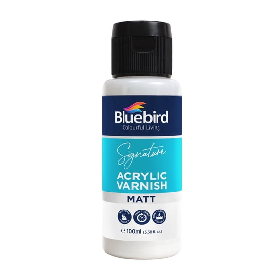 BLUEBIRD Signature Varnish for Acrylic Painting, Matt, 3.4 Fl Oz (100ML), Non-Yellowing, Non-Toxic, Anti-Crazing, Gloss Varnish for Pro Artists, Hobby Painters & Kids