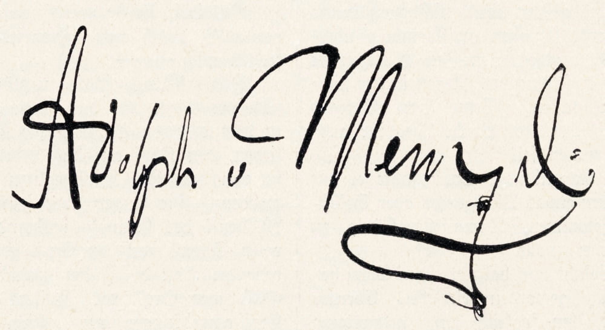 Signature Of Adolph Friedrich Erdmann Von Menzel 1815 To 1905 German Artist From Die Gartenlaube Published 1905 Canvas Art - Ken Welsh Design Pics (19 x 10)
