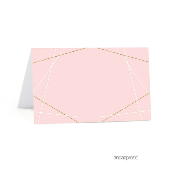 Koyal Wholesale Blush Pink, White & Gold Glitter Party Table Tent Place Cards, 20-Pack