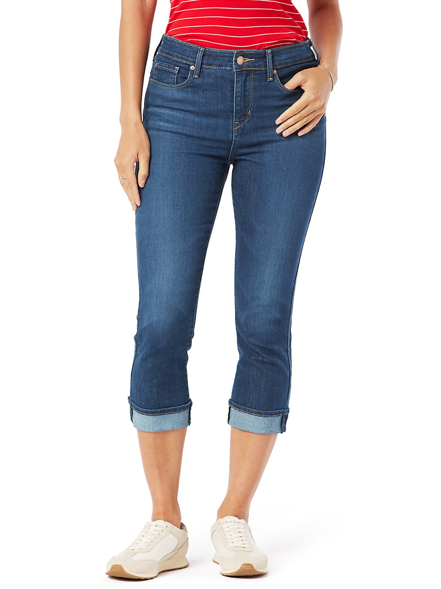 Levi Strauss Signature Women's and Women's Plus Mid Rise Capri Jeans, 25" Inseam, Sizes 2-28