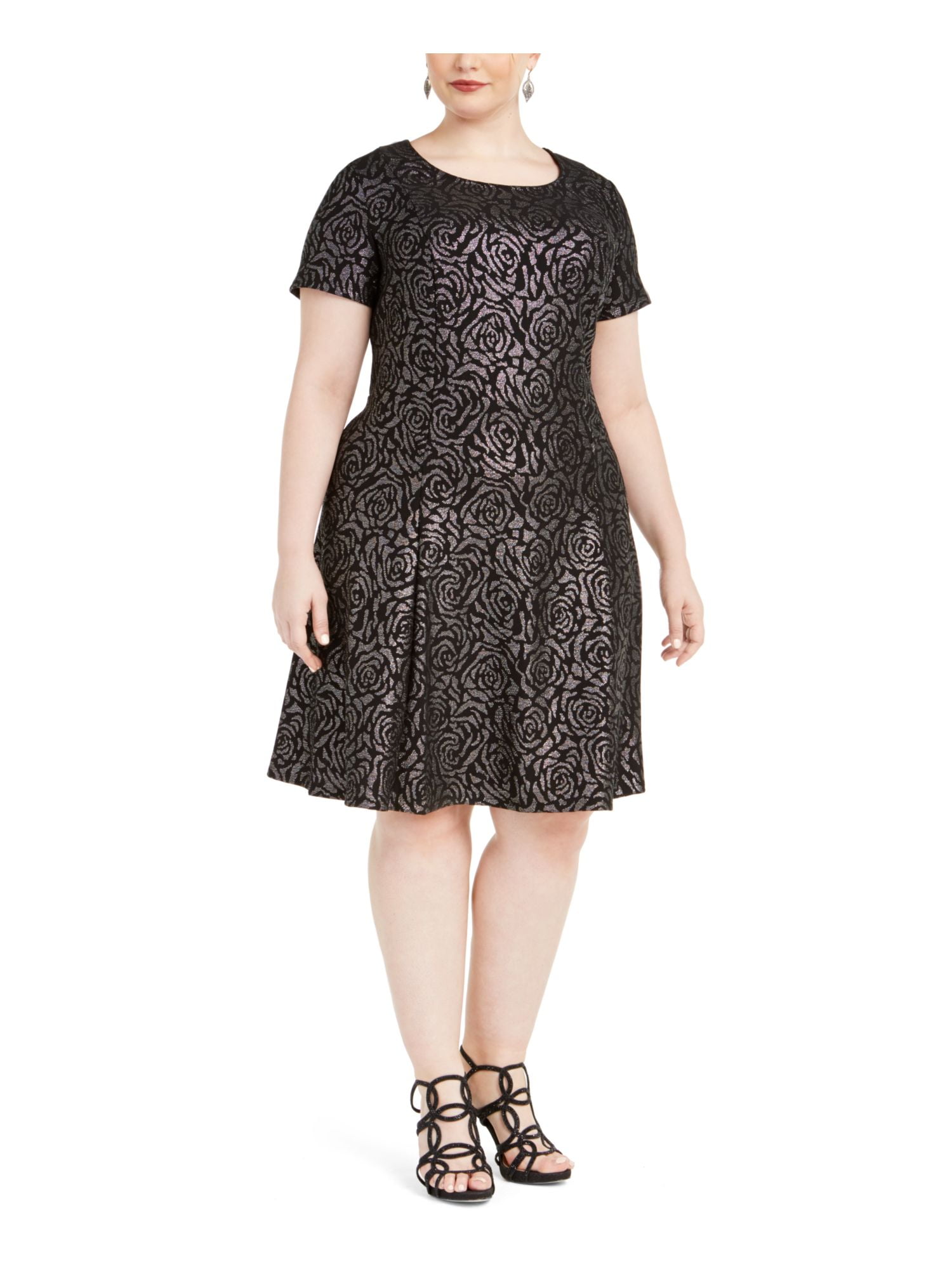 Women's Plus Size Sleeveless Lace Floral Elegant Cocktail Dress