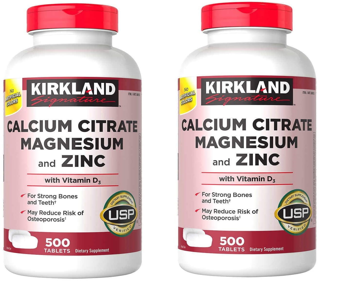 Signature Calcium Citrate 500mg 2 Pack (1000 Tablets Total) for Strong Bones and Teeth