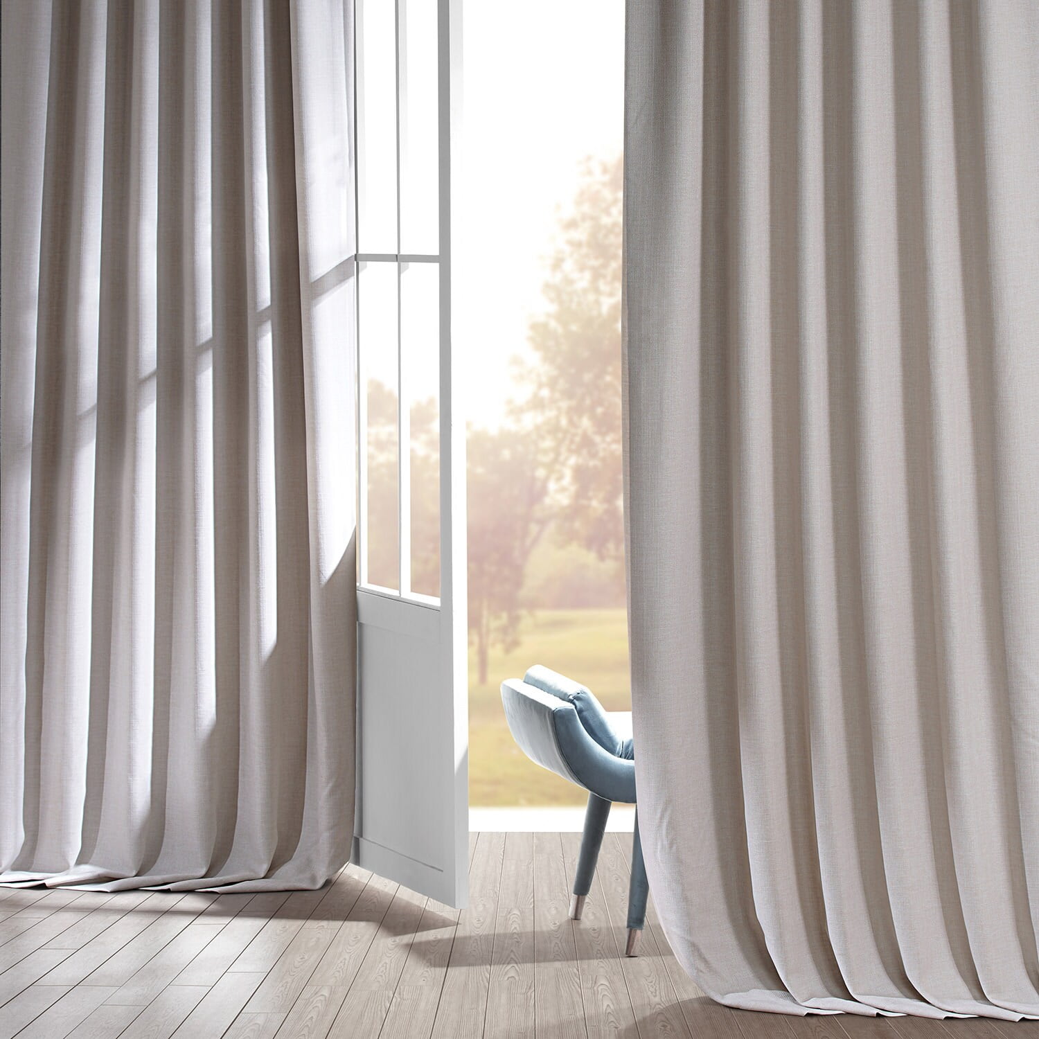 Signature Caravan Beige Faux Linen Blackout Curtain (1 Panel), Caravan Beige, 50W X 108L