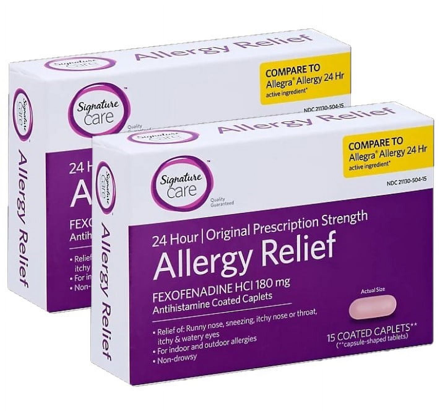 Signature Care Allergy Relief Antihistamine TWO PACKS to