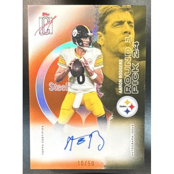 Signature Class Aaron Rodgers #44 Veteran Class Chrome Autograph Orange Lava Refractor Pittsburgh Steelers NFL Autographed Football Trading Card