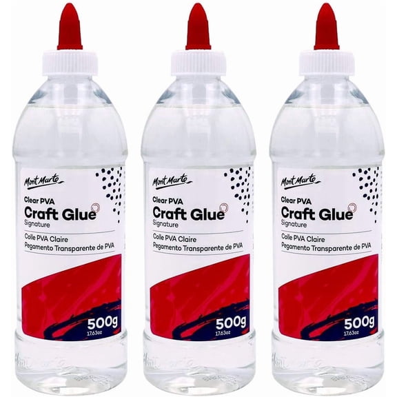 Signature Clear PVA Craft Glue 17.63oz (500g) 3Pack, Suitable for Paper, Card and Fabric