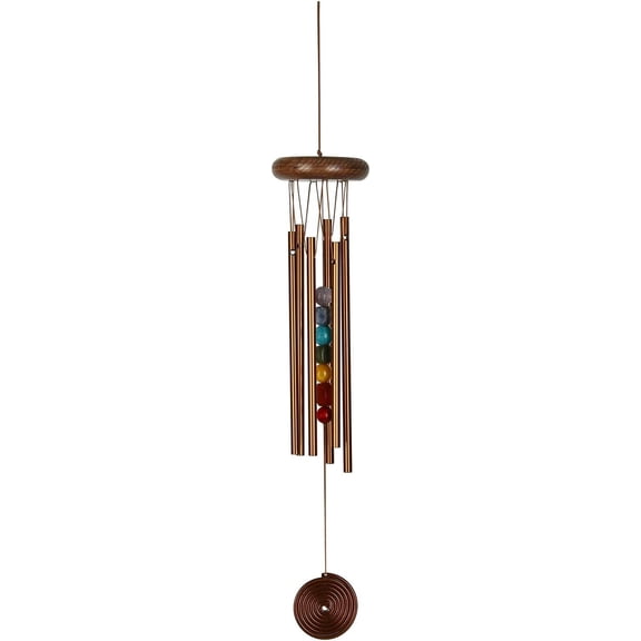 Signature Collection, Woodstock Chakra Chime, 17'' Bronze Eastern Energies Wind Chimes for Outdoor, Patio, Home Garden Decor (CC7BR)