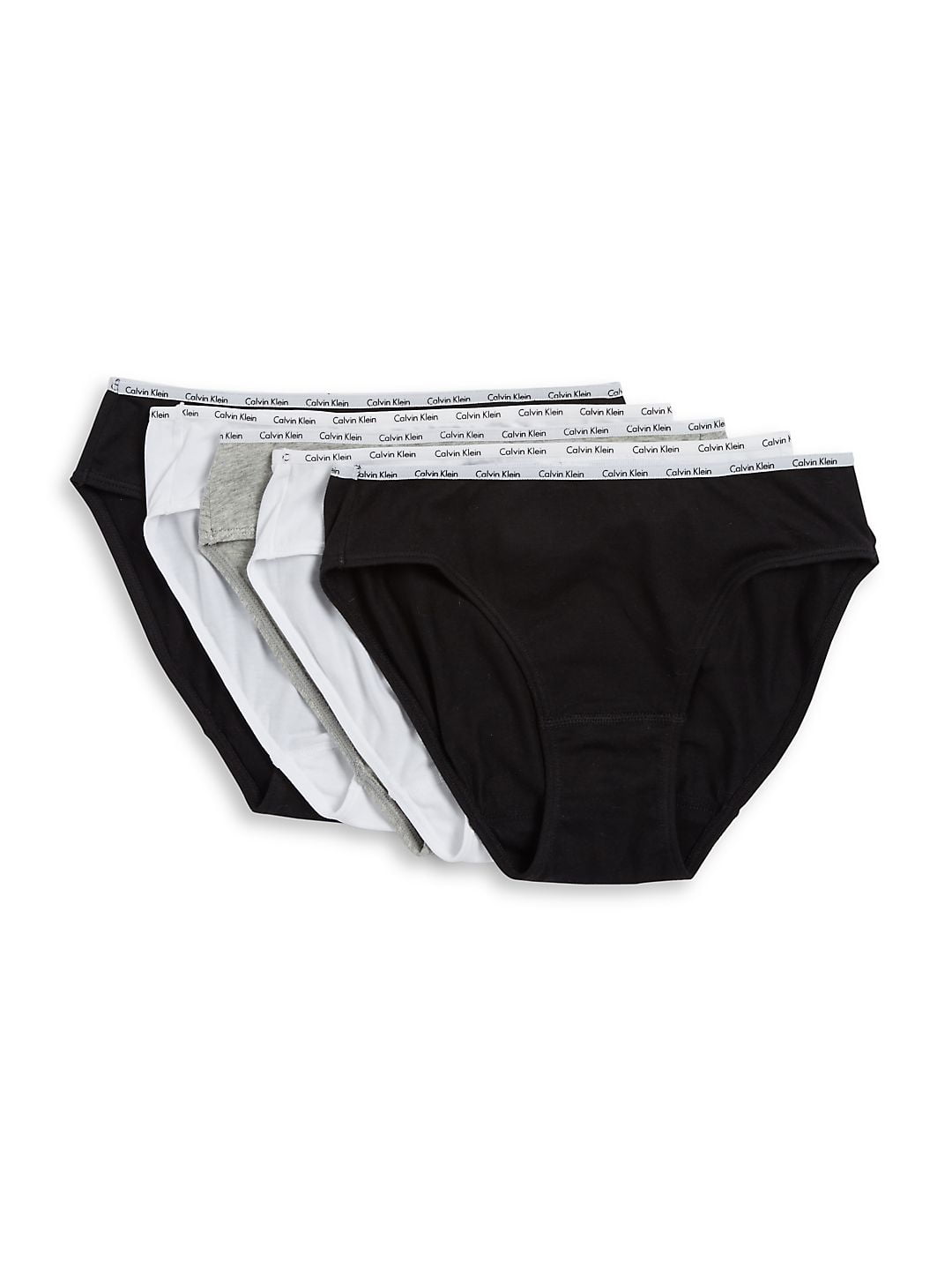 Black/White/Grey, Calvin Bikini Pack, 5 Klein Panty Logo Stretch Cotton M Womens