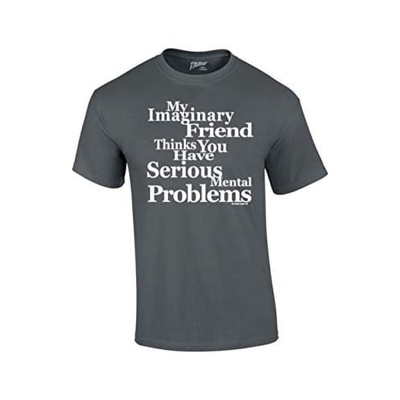 Signature Depot My Imaginary Friend Thinks You Have Serious Mental Problems-Charcoal-XXL