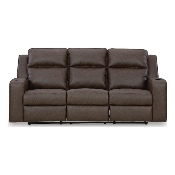 Signature Design Altonmere Reclining Sofa with Drop Down Table in Brown