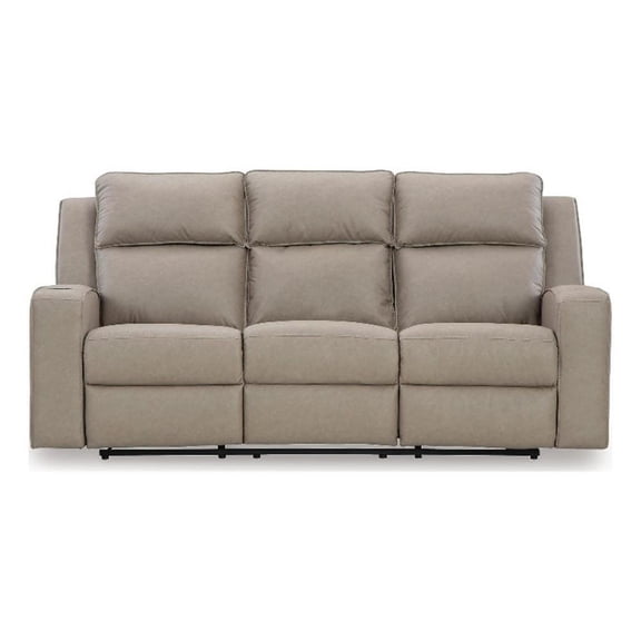 Signature Design Altonmere Reclining Sofa with Drop Down Table in Pebble