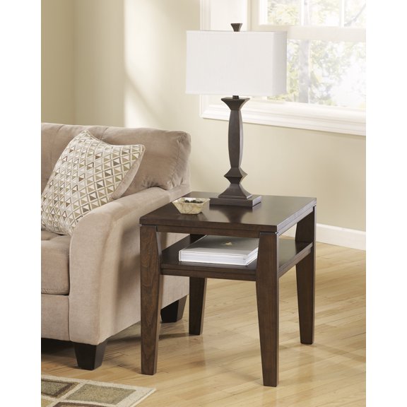 Ashley Deagan Rectangular End Table in Dark Brown