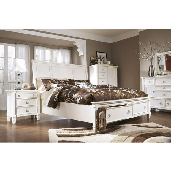 Signature Design By Ashley Prentice White Faux Wood Queen Sleigh Headboard