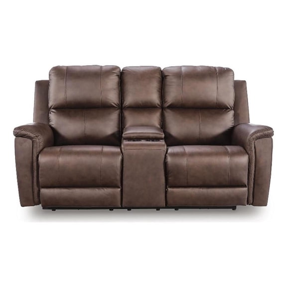 Signature Design Elowen Crest Power Reclining Loveseat with Console in Espresso
