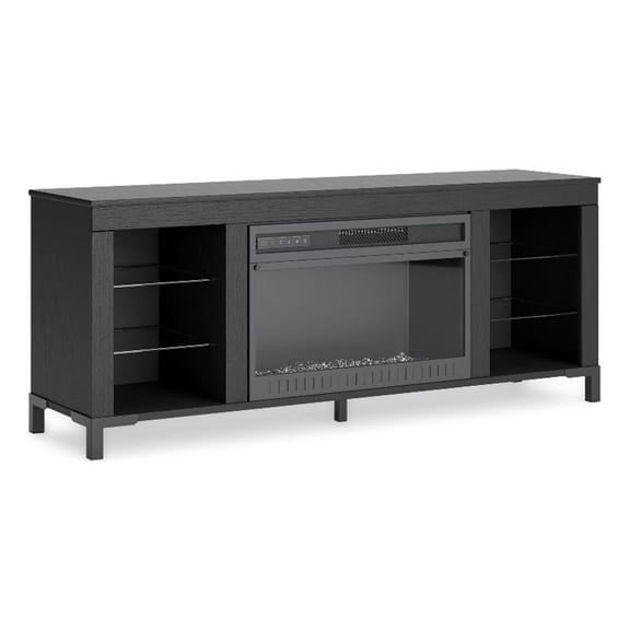 Signature Design Hartwellia 60" TV Stand with Electric Fireplace in Black