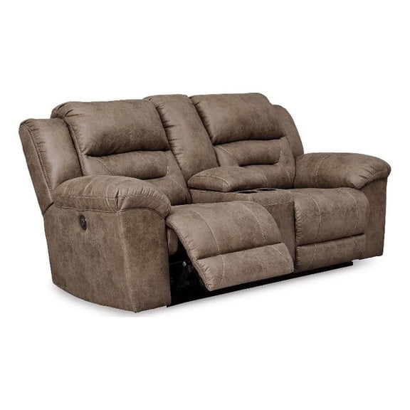Signature Design Truesdale Power Reclining Loveseat with Console in Gray