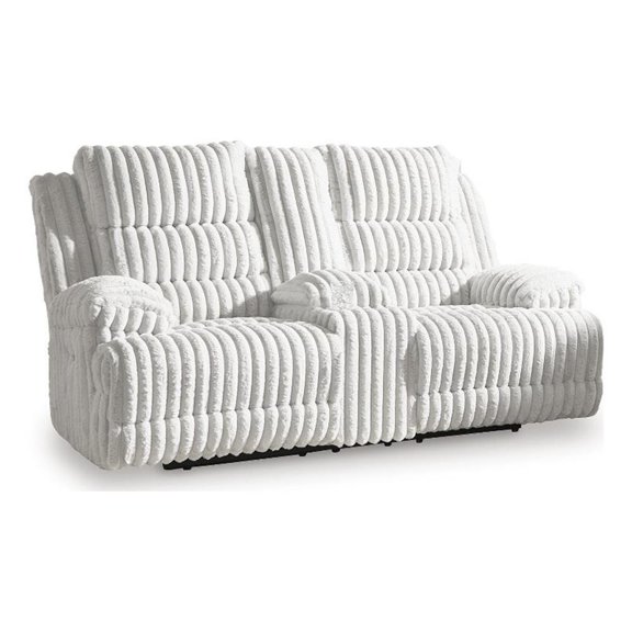 Signature Design Westover Lane Power Reclining Loveseat with Console in Gray