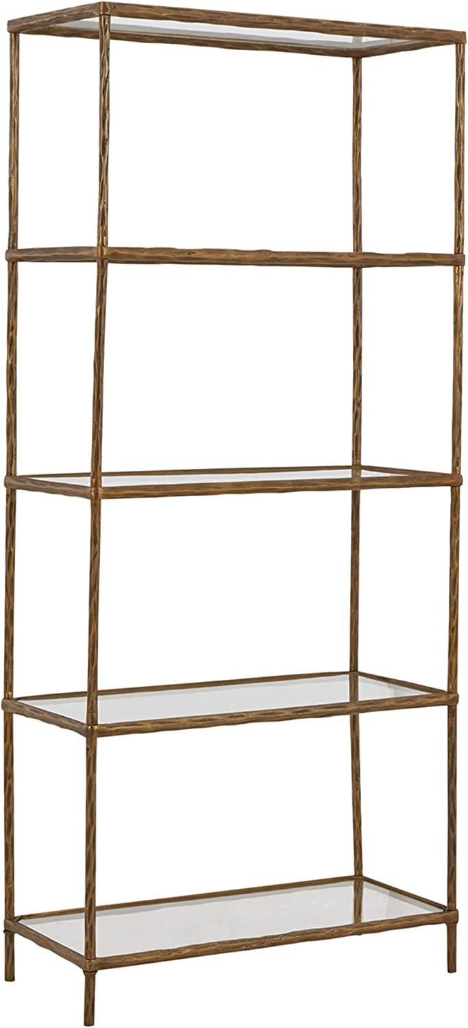 Ryandale Antique Brass 72'' Transitional Aluminum Etagere Bookcase