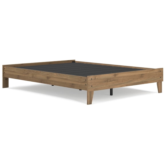Signature Design by Ashely Deanlow Mid-Century Queen Platform Bed, Honey Brown