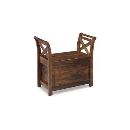 Signature Design by Ashley Abbonto Accent Bench with Storage, Warm Brown