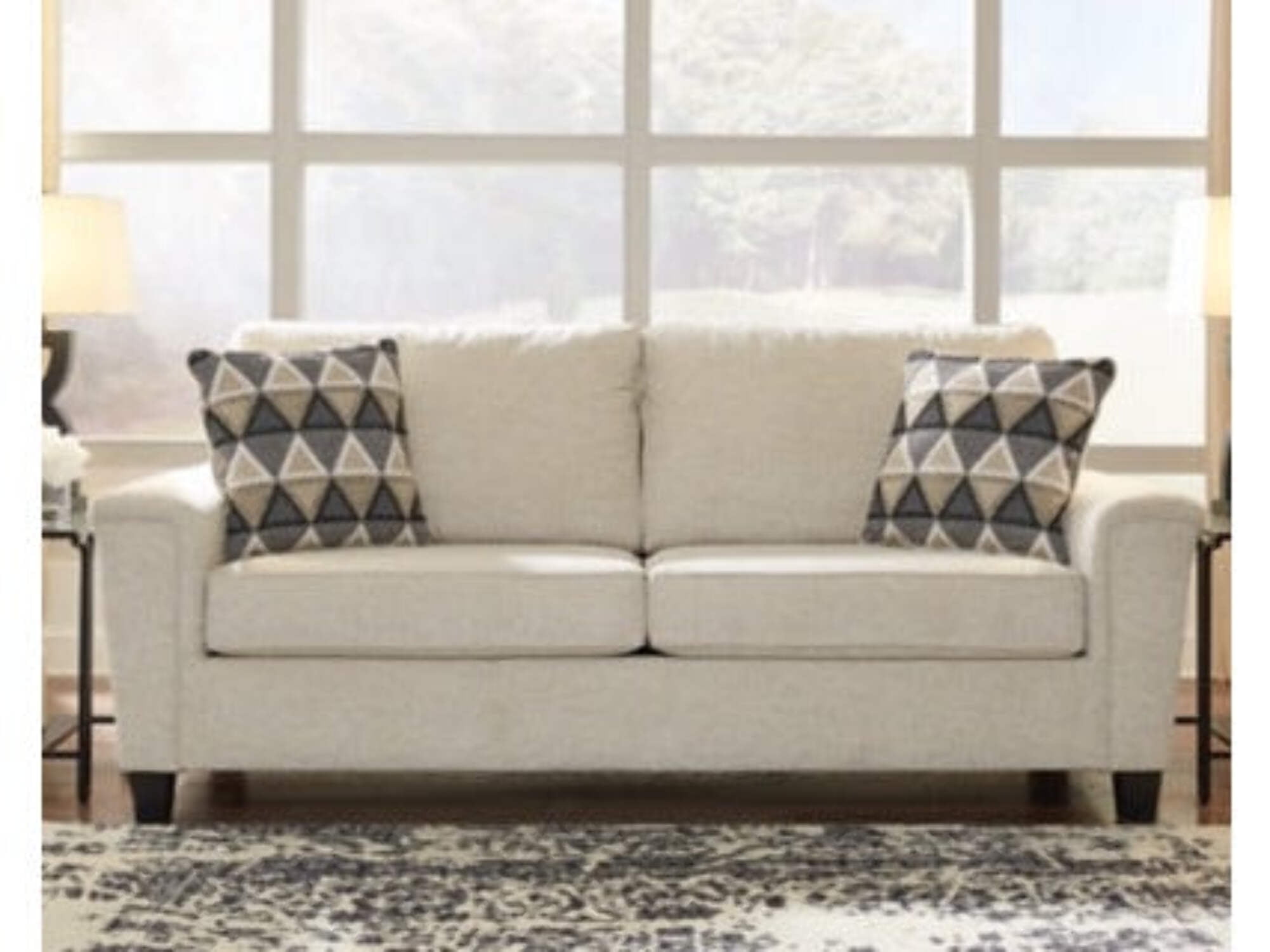 Modern Beige Fabric Sofa with Removable Cushions and Track Arm, 89"