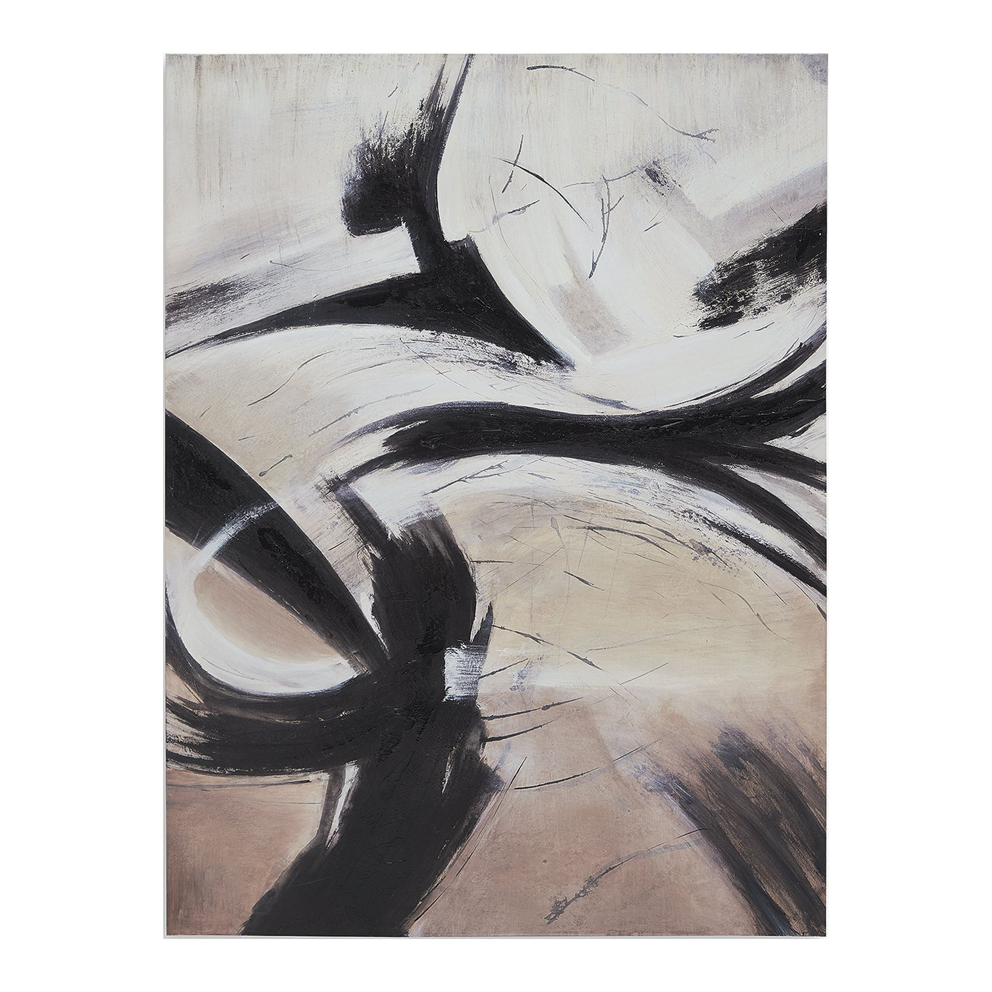 Large Abstract Black and Brown Canvas Wall Art