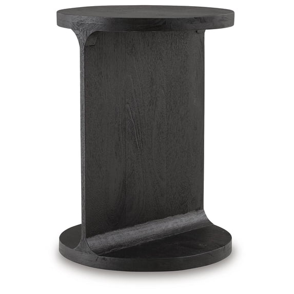 Signature Design by Ashley Adderley Accent Table - Black Mango Wood Finish with Sandblasted Effect