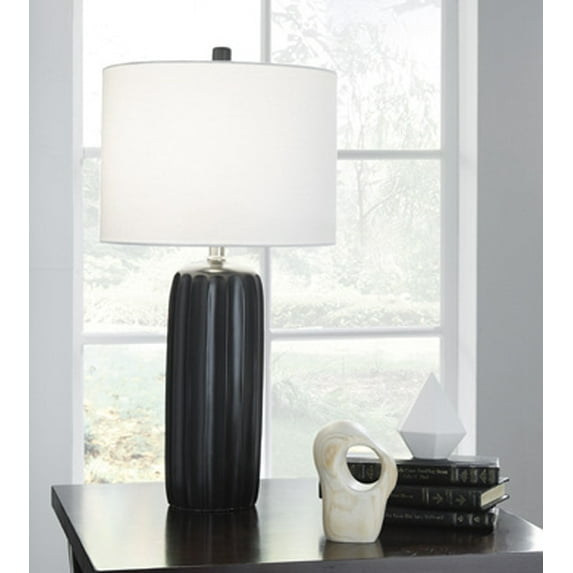 Ashley Contemporary Ceramic Table Lamp Set Of 2 In Black Finish L177934