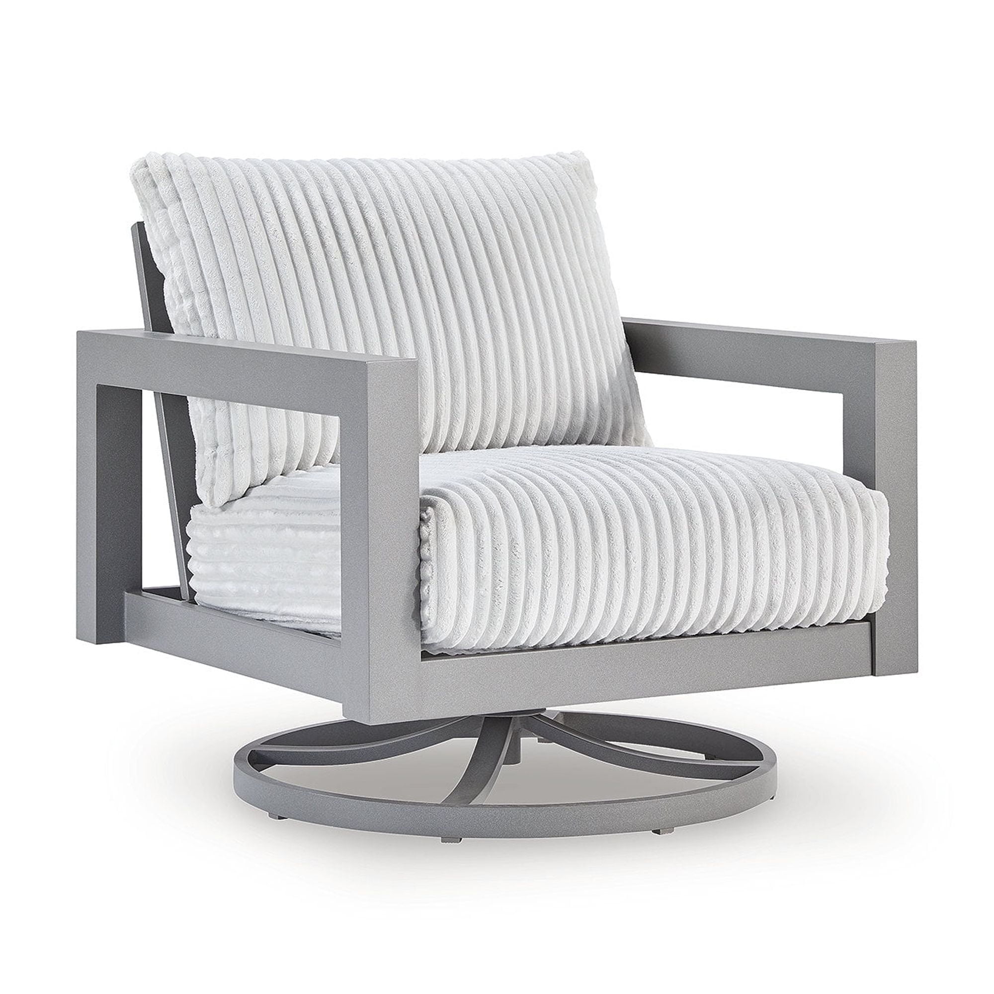 Walmart Deals of Signature Design by Ashley Agoda Outdoor Swivel Lounge Chair with UV-Resistant Cushions, 360° Swivel, All-Weather Aluminum Frame, Gray