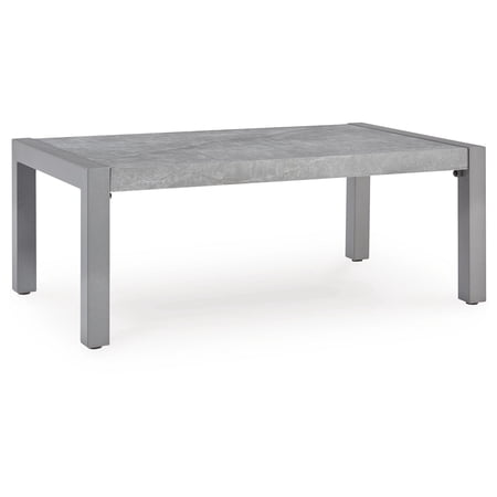Signature Design by Ashley Agoda Pearl Outdoor Coffee Table - Weather Resistant Aluminum Frame with Gray Stone Top