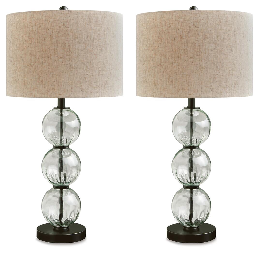 Signature Design by Ashley Airbal Contemporary 29.38" Glass Table Lamp, Set of 2, Black & Clear