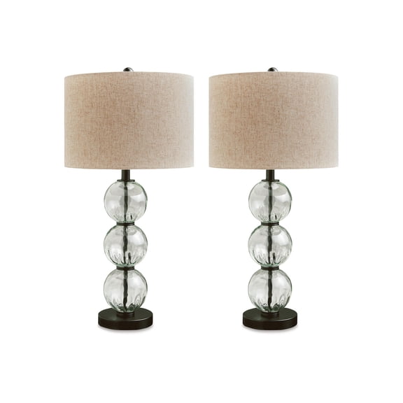 Signature Design by Ashley Airbal Contemporary 29.38" Glass Table Lamp, Set of 2, Black & Clear
