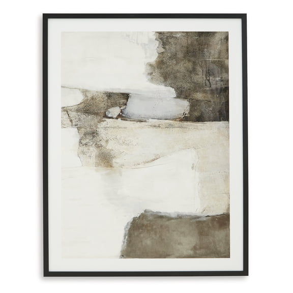 Signature Design by Ashley Aldricton Abstract Wall Art, Brown and White, 40 Inch Contemporary Framed Print