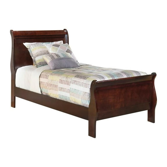 Signature Design by Ashley Alisdair Sleigh Twin Bed in Warm Dark Brown