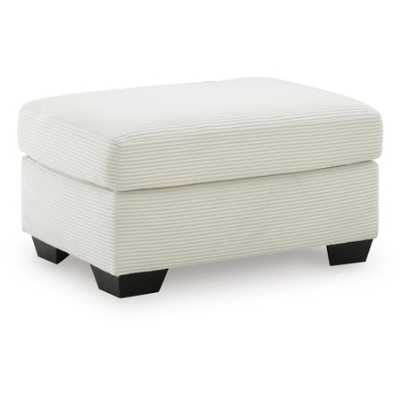 Signature Design by Ashley Ammon Ottoman, Corded Polyester Upholstery, Ivory