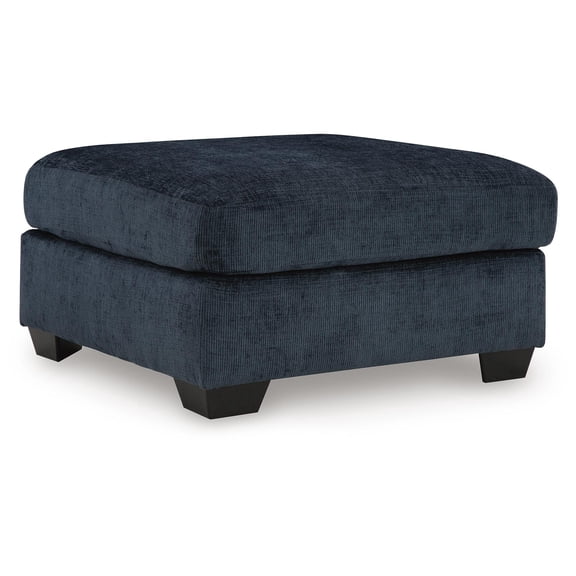 Signature Design by Ashley Aviemore Oversized Ink Blue Accent Ottoman - Large Square Ottoman with Firm Cushioning