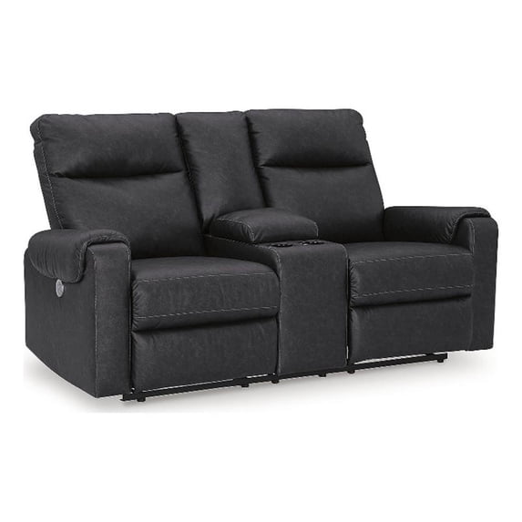 Signature Design by Ashley Axtellton Black Power Reclining Loveseat with Console