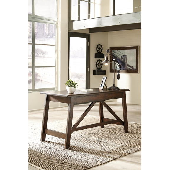 Signature Design by Ashley Baldridge Home Office Desk, Rustic Brown, 60" Wood Writing Desk with 2 Drawers