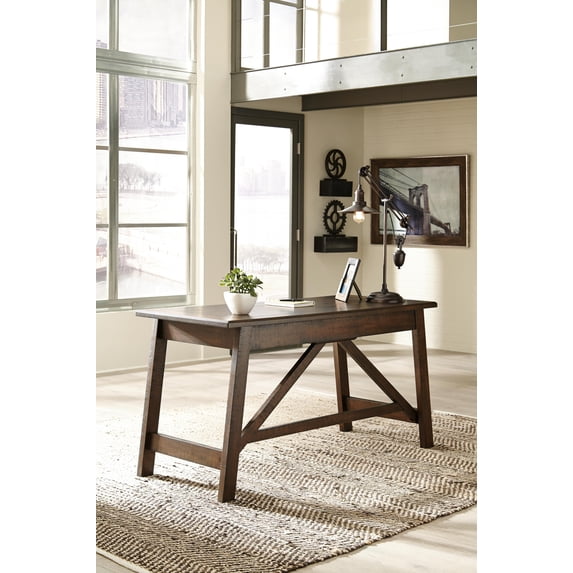 Signature Design by Ashley Baldridge Home Office Desk, Rustic Brown, 60" Wood Writing Desk with 2 Drawers