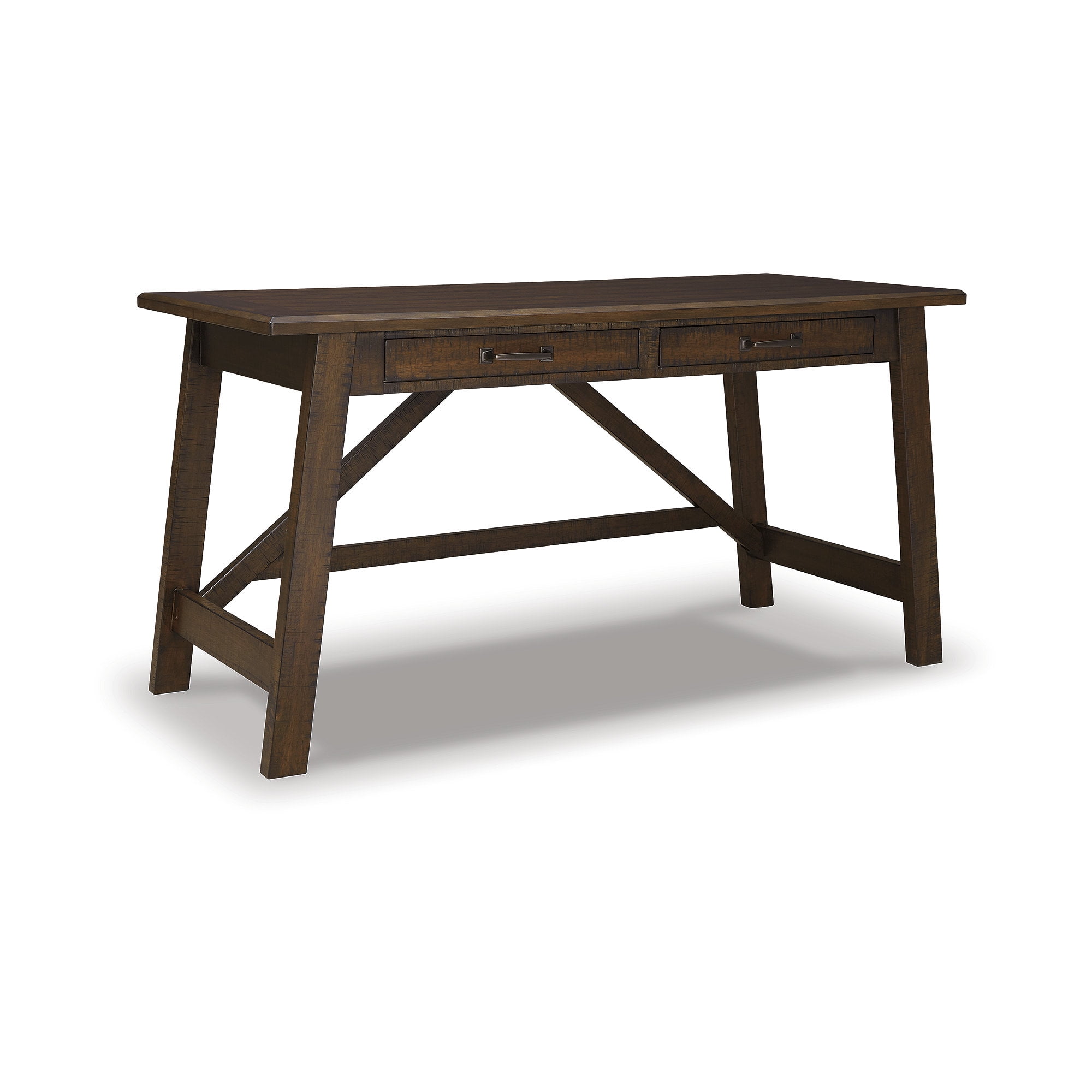 Transitional Rustic Brown Home Office Desk with USB Port and Drawers