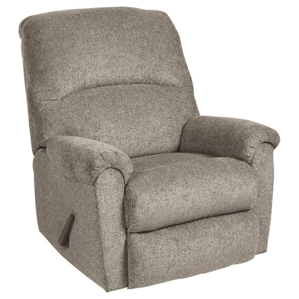 Transitional Platinum Gray 35" Recliner with Tufted Footrest