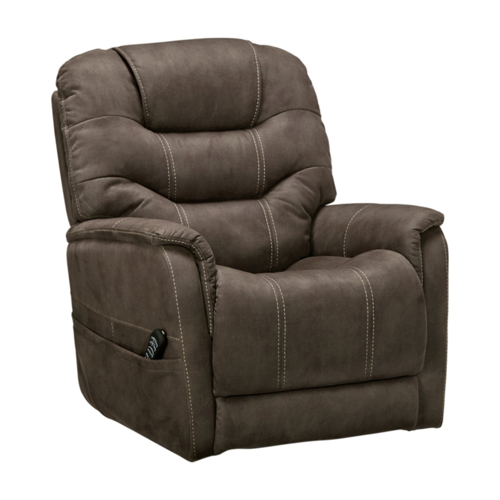 Espresso Faux Leather Power Lift Recliner with Metal Frame
