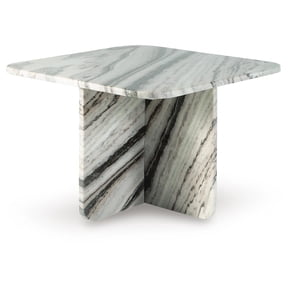 Signature Design by Ashley Baretton Accent Coffee Table - Natural Marble with Black/White/Taupe Tones, Square Design