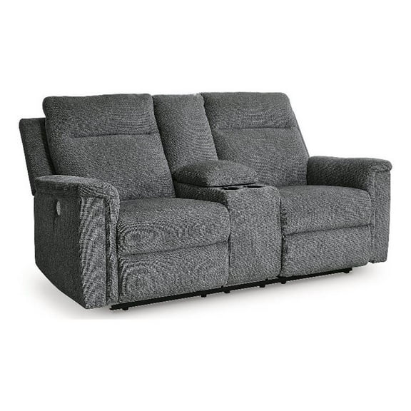 Signature Design by Ashley Barnsana Gray Power Reclining Loveseat with Console