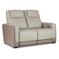 thumbnail image 1 of Signature Design by Ashley Battleville Leather Power Reclining Loveseat in Beige, 1 of 7