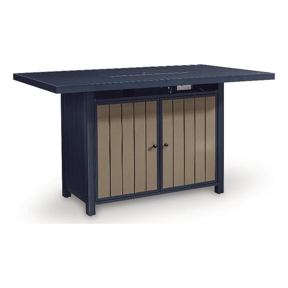 Signature Design by Ashley Bayou Clay Outdoor Bar Table with Fire Pit