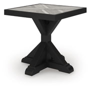Signature Design by Ashley Beachcroft Farmhouse Outdoor End Table, Black/Light Gray