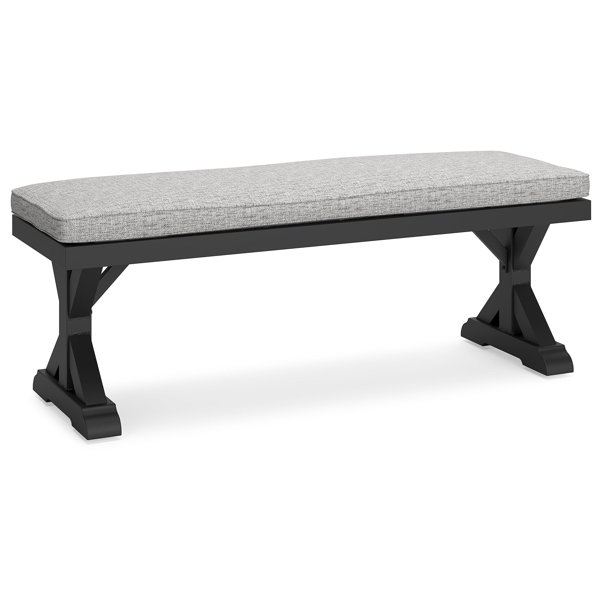 Beachcroft 54" Black and Gray Outdoor Bench with Cushion