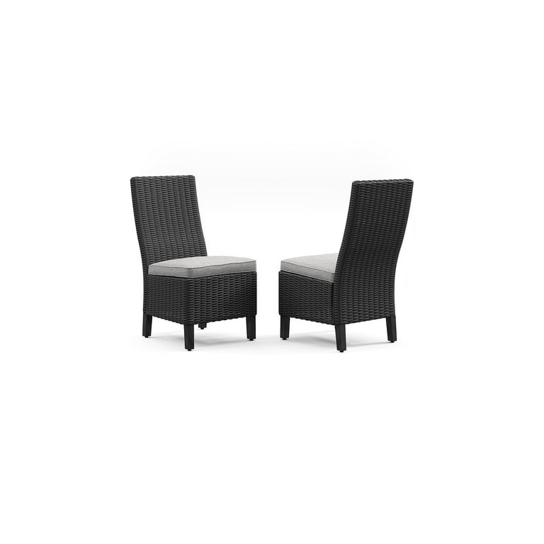 Beachcroft Outdoor Chair with Cushion (set of 2) - Black/Light Gray Beachcroft Outdoor Chair with Cushion (set of 2) - Black/Light Gray