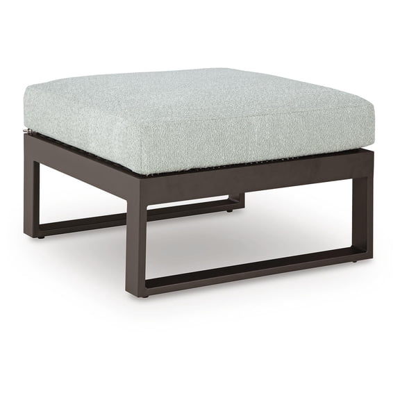 Signature Design by Ashley Beachloft Outdoor Ottoman with UV Resistant Cushion, Gray